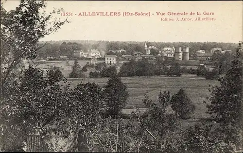 Ak Aillevillers Haute Saône, Vue Generale de la Gare