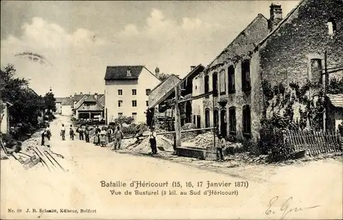 Ak Héricourt Haute Saône, Batailie d'Hericourt, Janvier 1871, Vue de Busturel