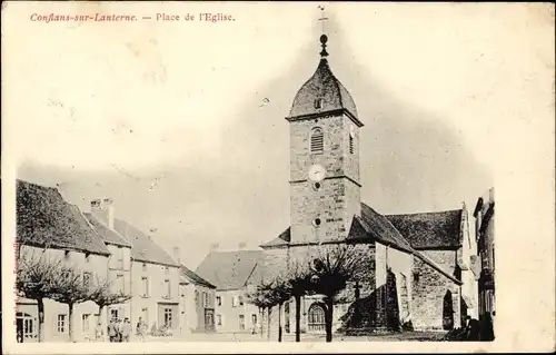 Ak Conflans sur Lanterne Haute Saône, Place de l'Eglise