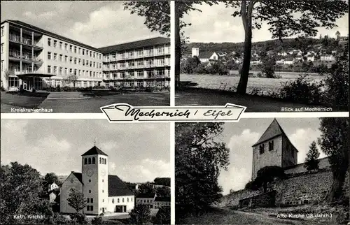 Ak Mechernich in der Eifel, Kreiskrankenhaus, Teilansicht, Kirchen