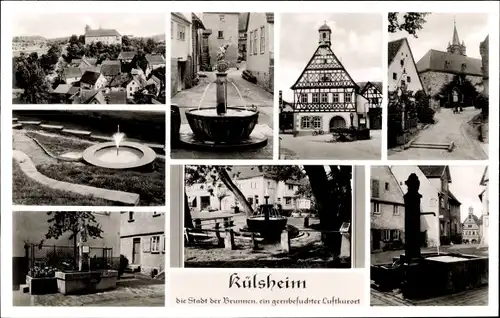 Ak Külsheim in Baden Württemberg, Brunnen, Teilansicht, Fachwerkhaus