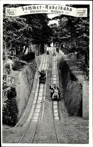 Ak Ibbenbüren im Tecklenburger Land, Sommerrodelbahn im Waldpark, E. Derhake