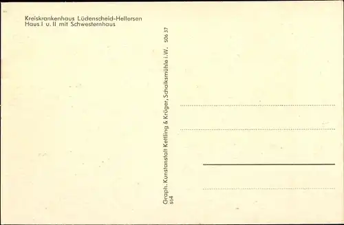 Ak Hellersen Lüdenscheid in Nordrhein Westfalen, Kreiskrankenhaus, Haus I. und II.