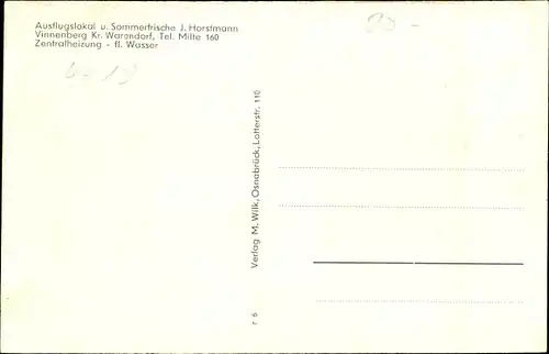 Ak Vinnenberg Warendorf im Münsterland, Gasthaus von J. Horstmann, Außenansicht