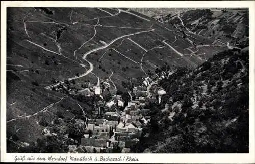 Ak Manubach am Rhein, Gesamtansicht