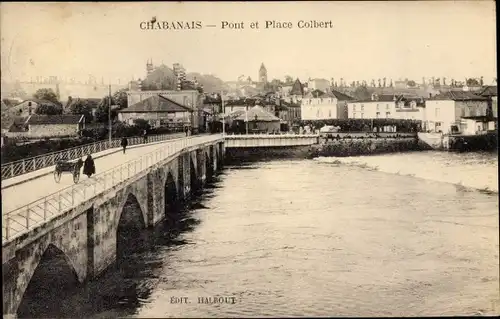 Ak Chabanais Charente, Pont et Place Colbert