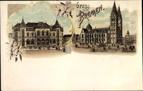 Litho Hansestadt Bremen, Börse, Dom