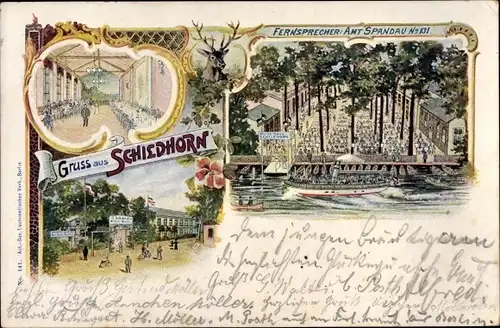 Litho Berlin Wilmersdorf Grunewald, Gasthaus Schildhorn, R. Schmidt