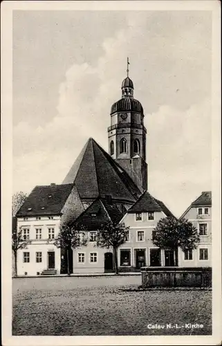 Ak Calau in der Niederlausitz, Kirche, Marktplatz