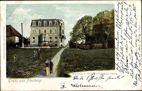 Ak Pinzberg Oberfranken Bayern, Kurhotel u. Terrasse, Zametzer Turm