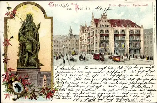 Litho Berlin Mitte, Spittelmarkt, Hansa Haus, Denkmal