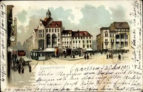 Litho Berlin Mitte, Spittelmarkt, Straßenbahnen