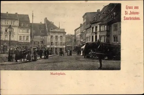 Ak St Johann Saarbrücken im Saarland, Marktplatz