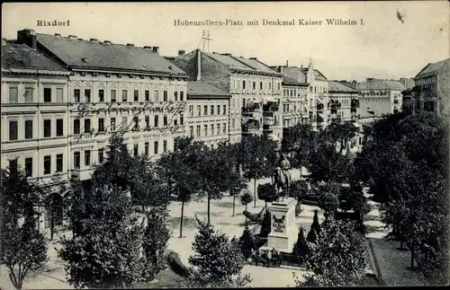 Ak Berlin Neukölln Rixdorf, Hohenzollernplatz, Denkmal Kaiser Wilhelm I