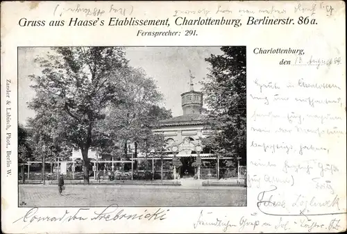 Ak Berlin Charlottenburg, Haase's Etablissement, Berlinerstraße 86 a