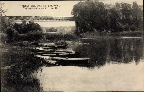Ak Briollay Maine et Loire, Paysage sur le Loir