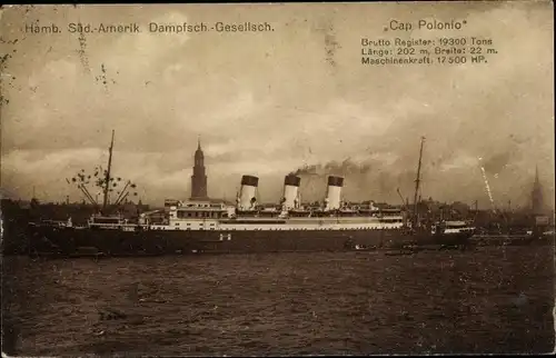 Ak Hamburg, Dampfschiff Cap Polonio, HSDG