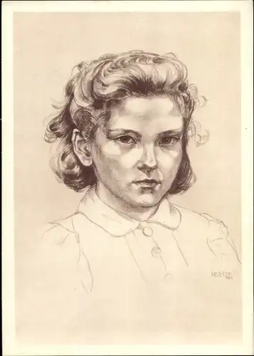 Künstler Ak Portrait eines Mädchens, Weißes hemd