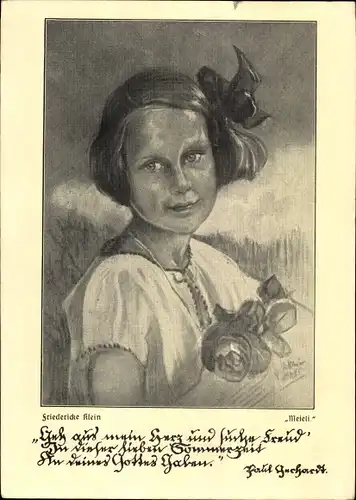 Künstler Ak Klein, F., Meieli, Portrait eines Mädchens