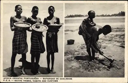 Ak Africa Oriental Portuguesa, Raparigas de Quelimane, Afrikanerinnen, Landwirtschaft