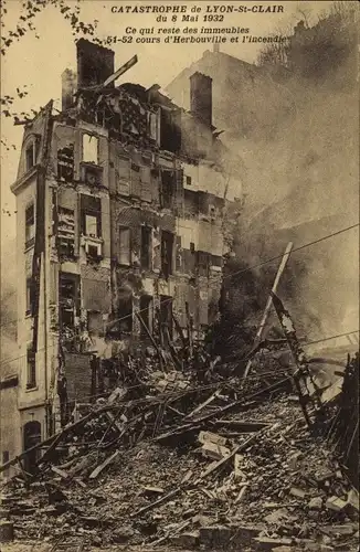 Ak Lyon Rhône, Catastrophe de Lyon Saint Clair du Mai 1932, Ce qui reste des immeubles