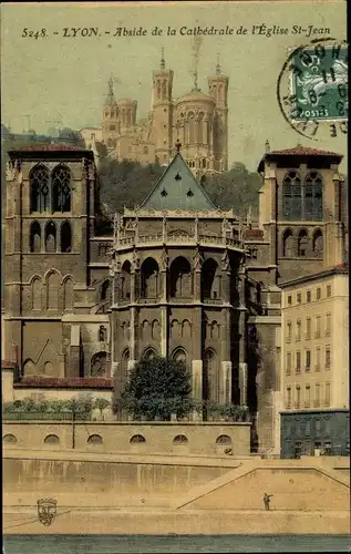 Ak Lyon Rhône, Abside de la Cathedrale de l'Eglise Saint Jean