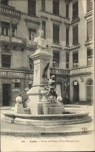 Ak Lyon Rhône, Buste de Pleney, Place Meissonnier