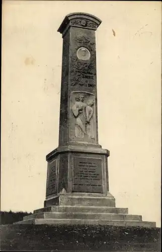 Ak Joncherey Haut Rhin, Monument erige par souscription mondiale au caporal Jules Andre Peugeot