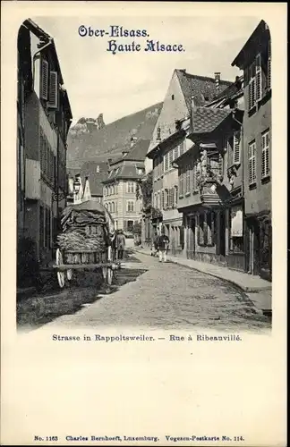 Ak Ribeauvillé Rappoltsweiler Elsass Haut Rhin, Straßenpartie