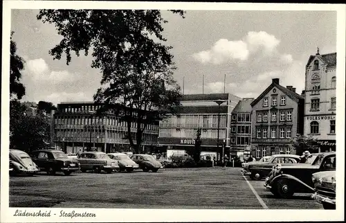 Ak Lüdenscheid im Märkischen Kreis, Straßenstern, Autos, Parkplatz