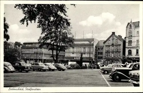 Ak Lüdenscheid im Märkischen Kreis, Straßenstern, Autos, Parkplatz