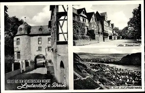 Ak Leutesdorf am Mittelrhein, Blick auf Andernach, Ort, Alte Rheinfront, Tor