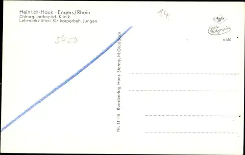 Ak Engers Neuwied Rhein, Heinrich Haus, Chirurgisch Orthopädische Klinik