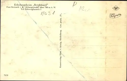 Ak Steinach im Kinzigtal Schwarzwald, Erholungsheim Berghäusel