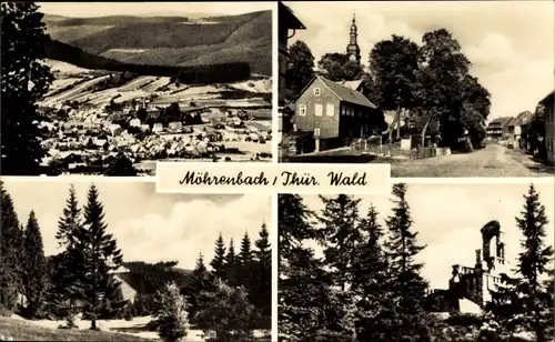 Ak Möhrenbach Ilmenau in Thüringen, Gesamtansicht, Schloss, Dorfpartie