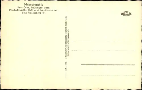 Ak Masserberg in Thüringen, Massermühle im Massertal, Wald