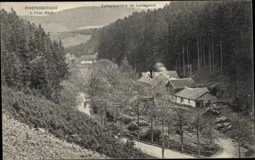 Ak Finsterbergen Friedrichroda Thüringen, Schneidemühle im Leinagrund