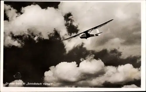 Ak Segelflugzeug Grunau Baby III Schlossstadt Velbert