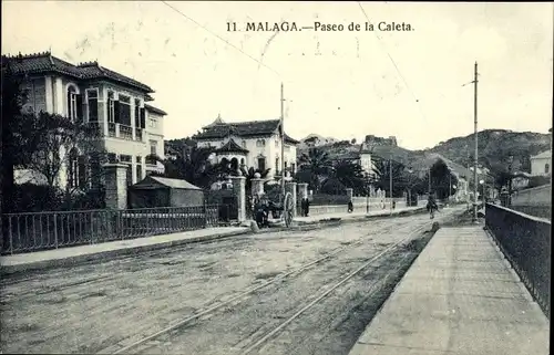 Ak Málaga Andalusien Spanien, Paseo de la Caleta