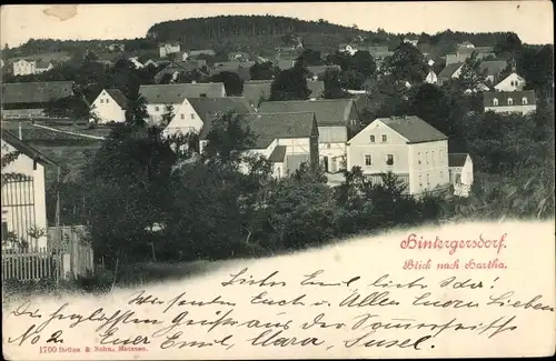 Ak Hintergersdorf Tharandt im Erzgebirge, Blick über den Ort nach Hartha