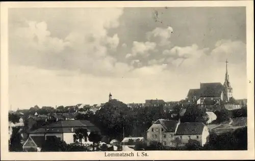 Ak Lommatzsch in Sachsen, Teilansicht mit Kirche