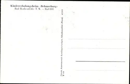 Ak Bad Rothenfelde am Teutoburger Wald, Kindererholungsheim Behmerburg, Aussen- und Innenansicht