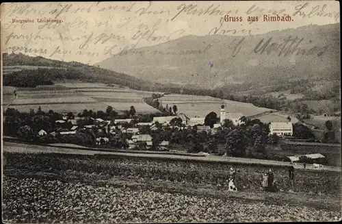 Ak Rimbach in der Oberpfalz Bayern, Panorama, Burgruine Lichtenegg