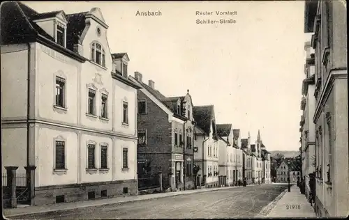 Ak Ansbach in Mittelfranken Bayern, Reuter Vorstadt, Schillerstraße