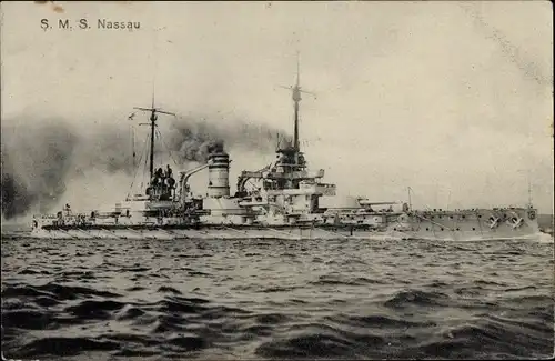 Ak Deutsches Kriegsschiff, SMS Nassau, Kaiserliche Marine