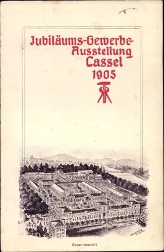 Künstler Ak Kassel in Hessen, Jubiläums Gewerbeausstellung 1905, Gesamtansicht