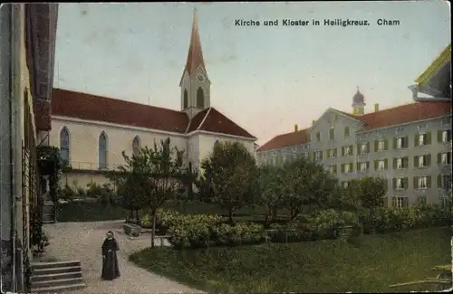 Ak Heiligkreuz Cham Kanton Zug, Kirche und Kloster 