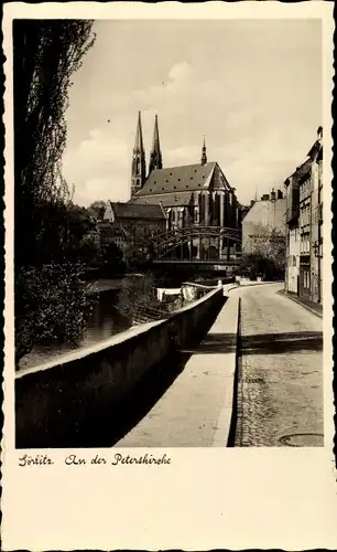 Ak Görlitz in der Lausitz, Peterskirche, Brückenpartie