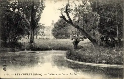 Ak Les Chères Rhône, Chateau du Carre, Le Parc