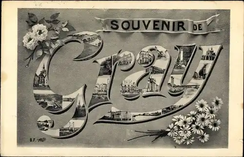 Buchstaben Ak Gray Haute Saône, Souvenir, Blumen